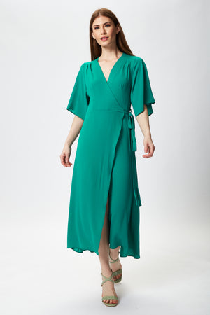 Liquorish Green Midi Wrap Dress with 